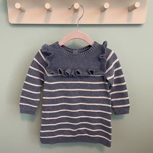 Baby Gap Striped Knit Dress with Ruffle Collar